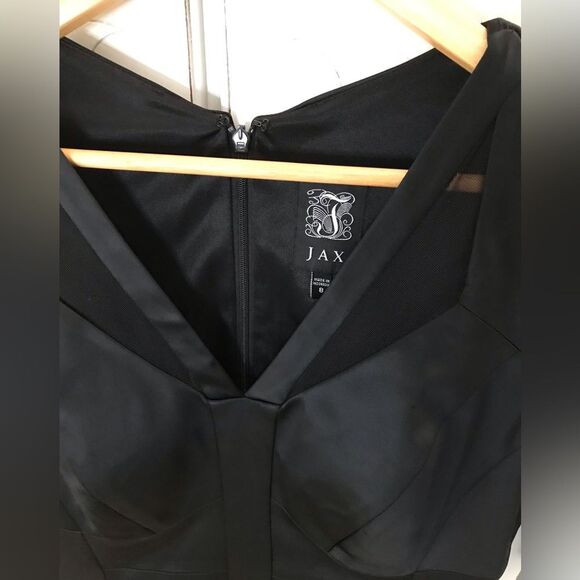 JAX Little black satin sheath dress sheer mesh detail Size 8 NWT - Picture 4 of 4